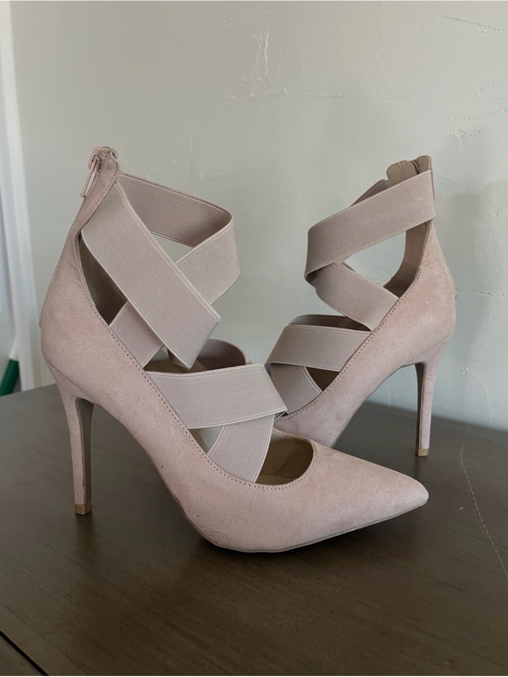 Women's Blush Strappy Pointed-Toe High Heels